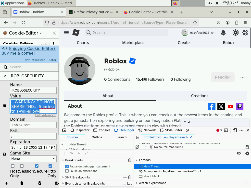Skiddie screws with Roblox