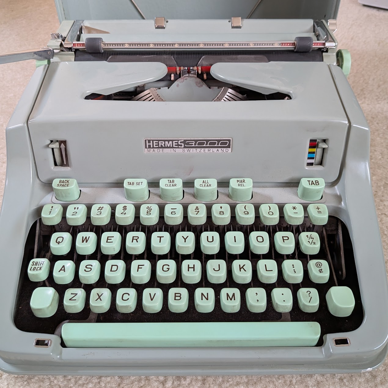 My current 'daily driver' typewriter for special occassions -- a 1967 Hermes 3000